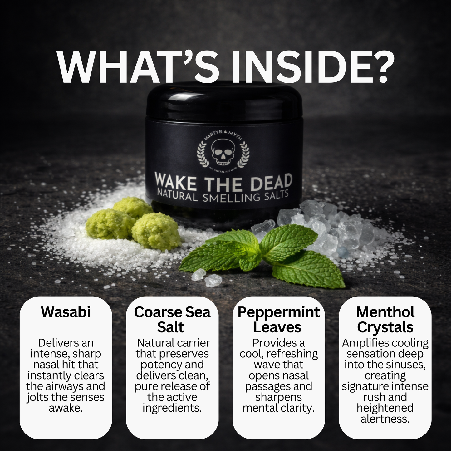 Wake The Dead - Natural Smelling Salts - For Focus & Alertness